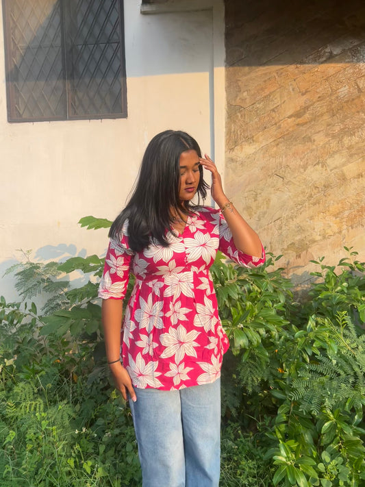 Mehek (Rani pink floral top)