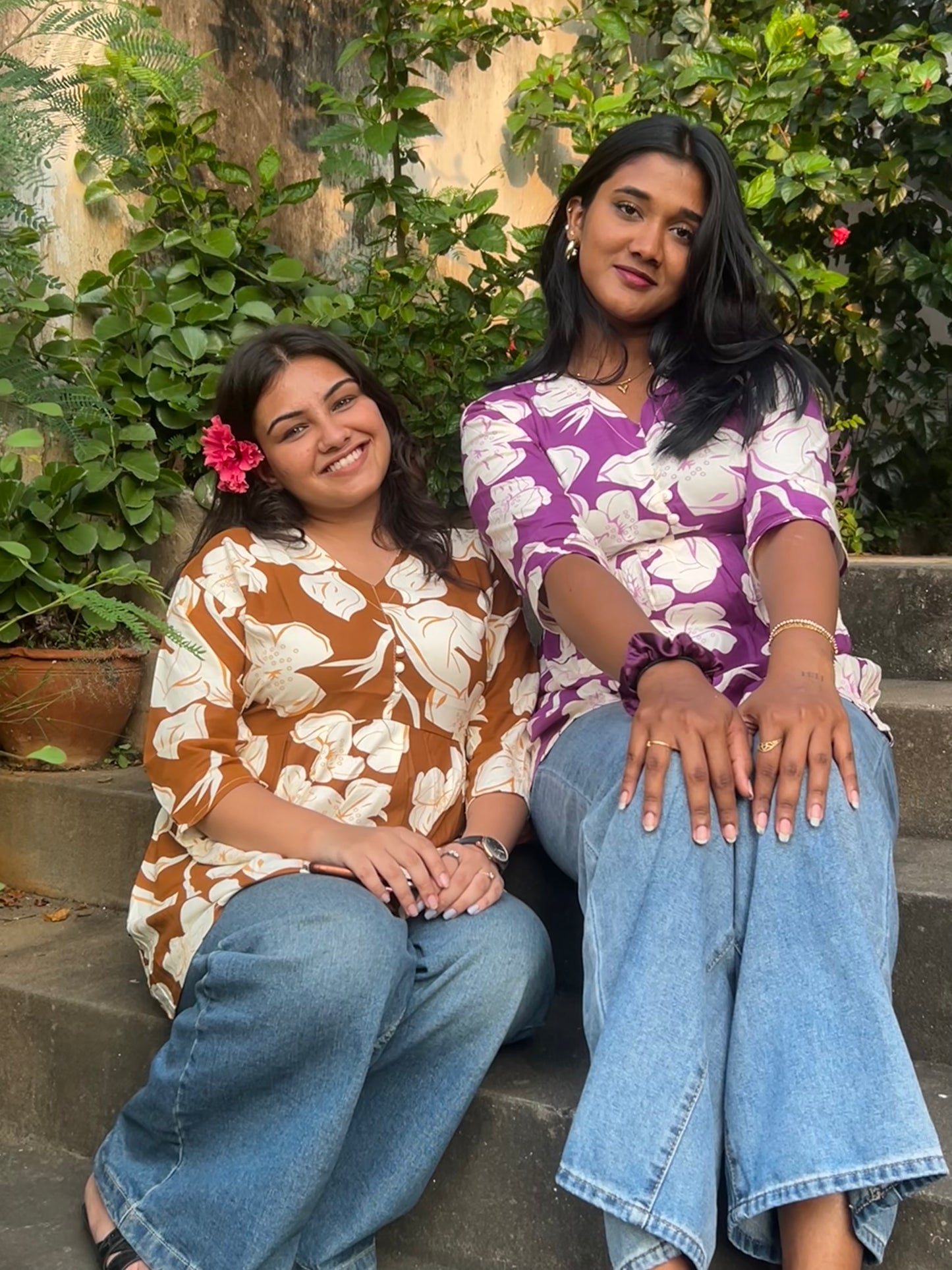 Meerah (Purple bright floral top)