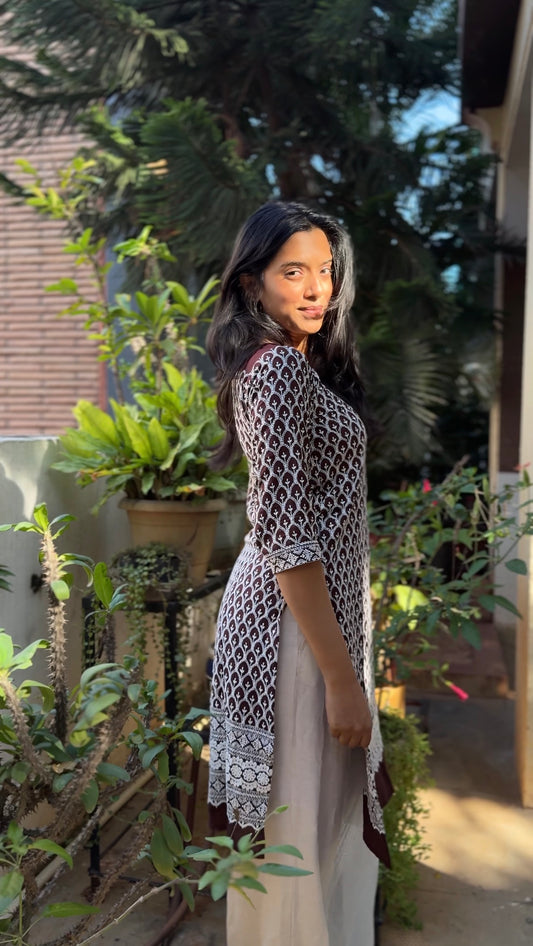 Dilruba (Brown Chikankari kurta - front and back work)