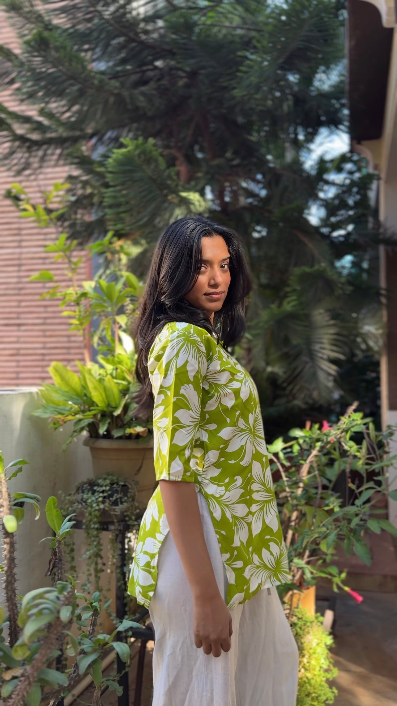 Morni (Lime green floral top)