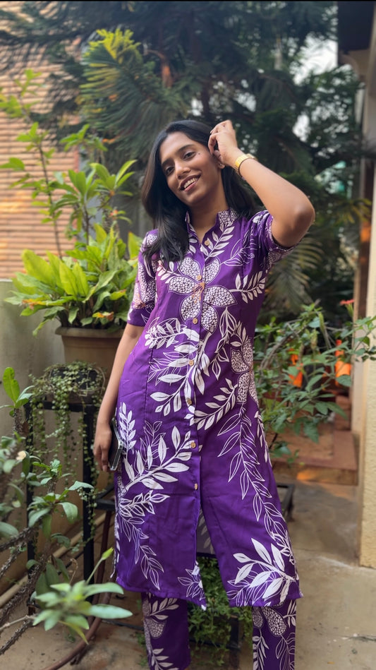 Zohra (Royal purple printed coord set)