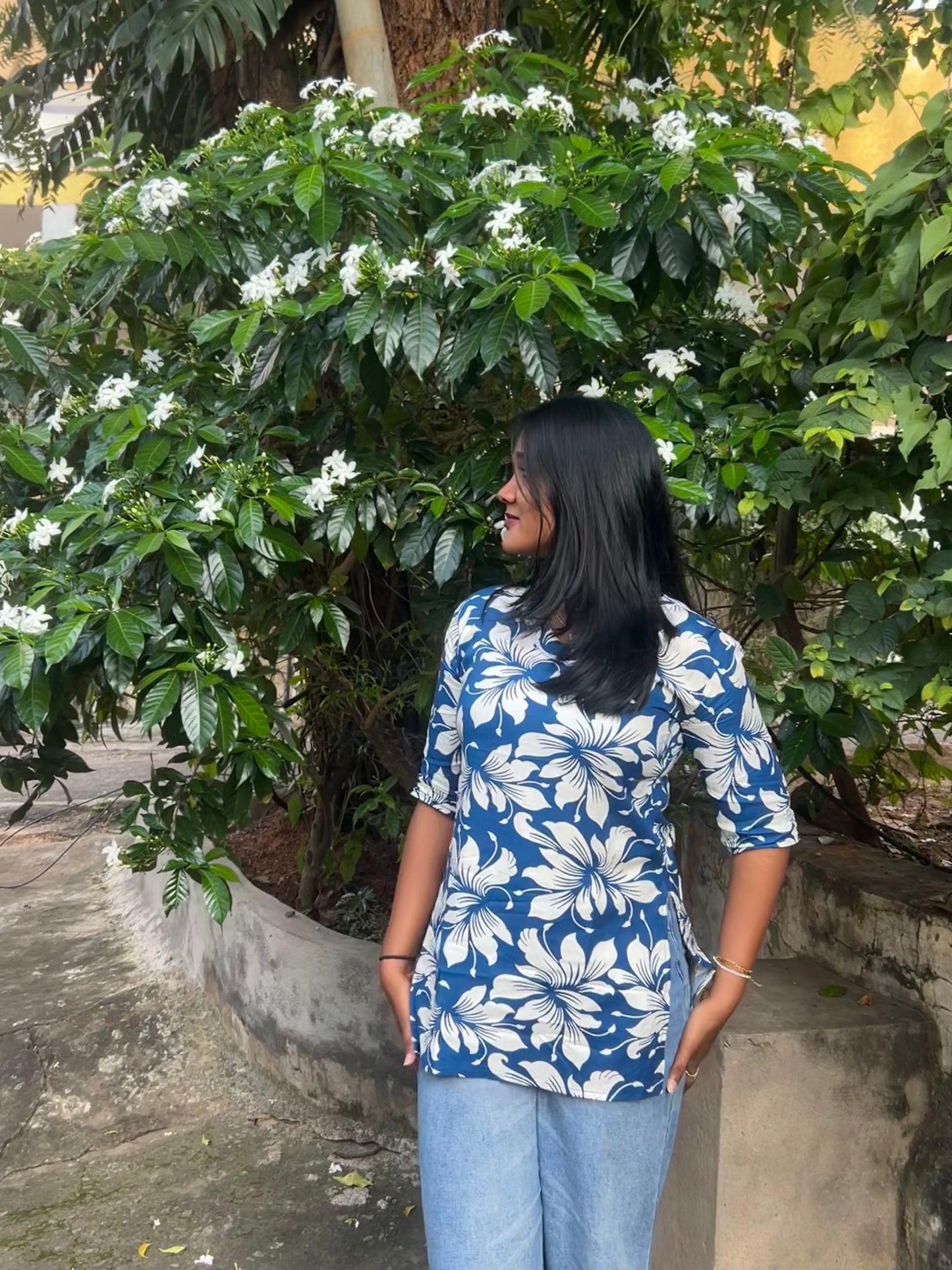 Neelofer  (Royal blue floral top)