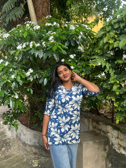 Neelofer  (Royal blue floral top)