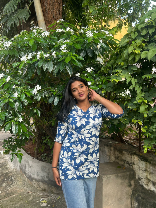 Neelofer  (Royal blue floral top)