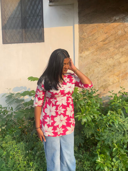 Mehek  (Rani pink floral top)