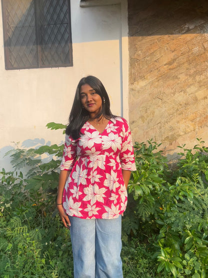 Mehek  (Rani pink floral top)