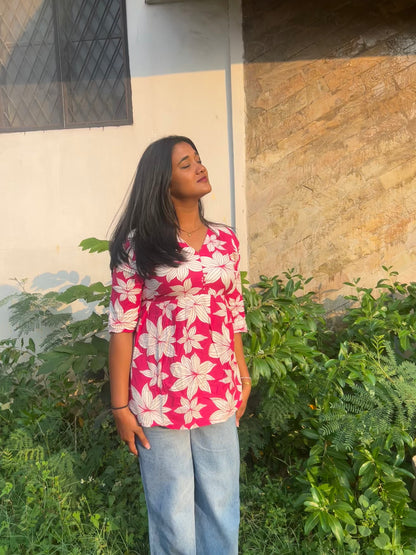 Mehek  (Rani pink floral top)
