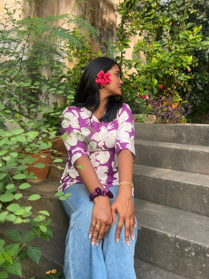 Meerah  (Purple bright floral top)
