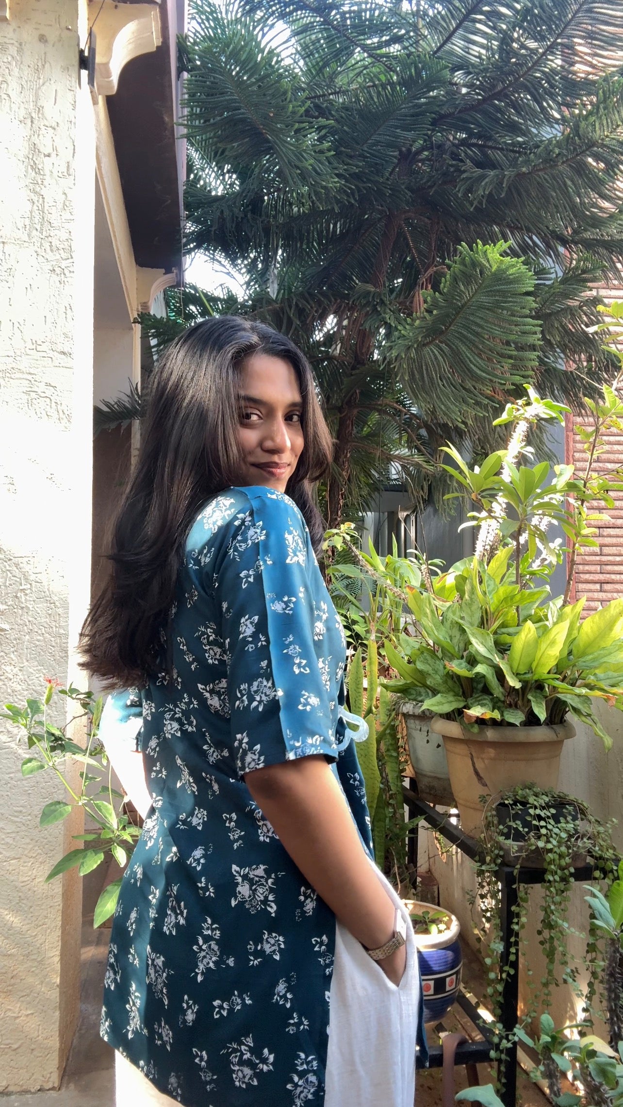 Raha  (Teal blue embroidered top)