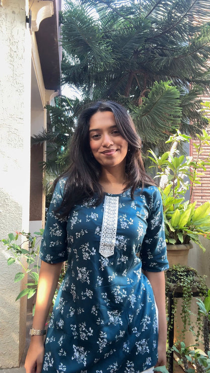 Raha  (Teal blue embroidered top)