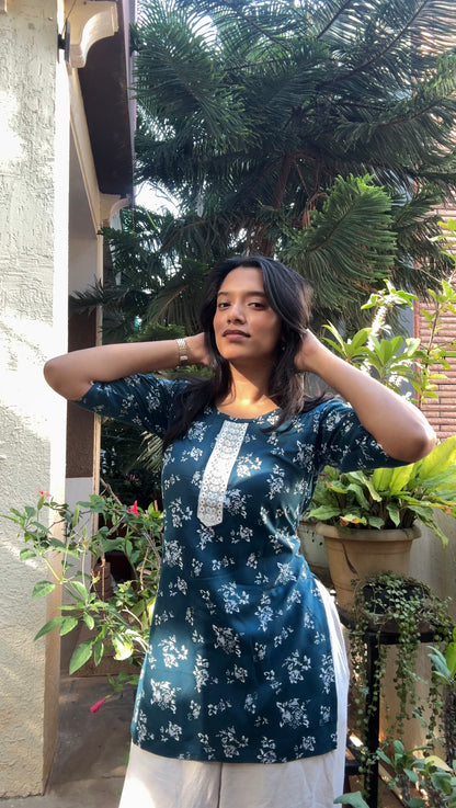 Raha  (Teal blue embroidered top)