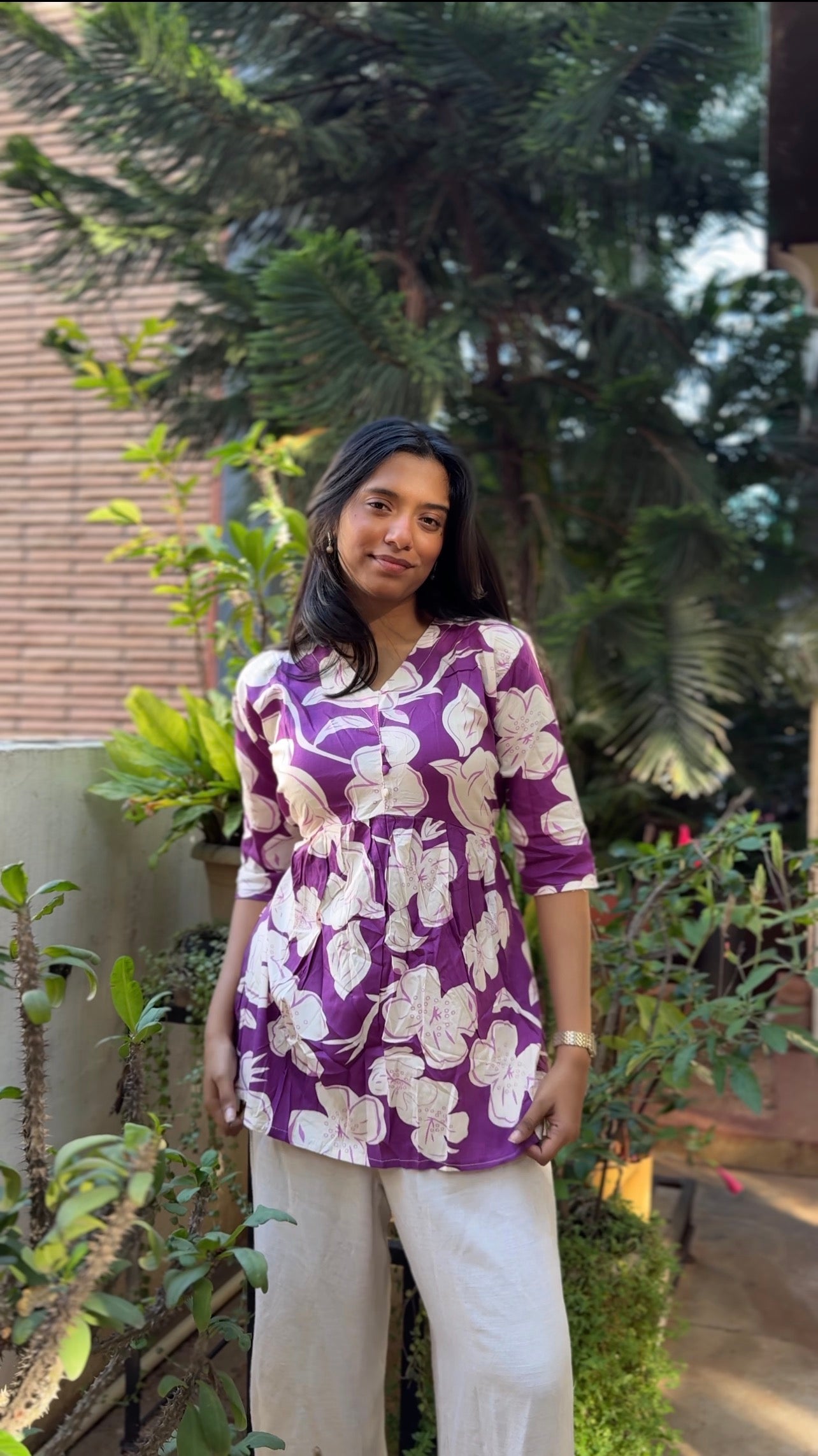 Meerah  (Purple bright floral top)