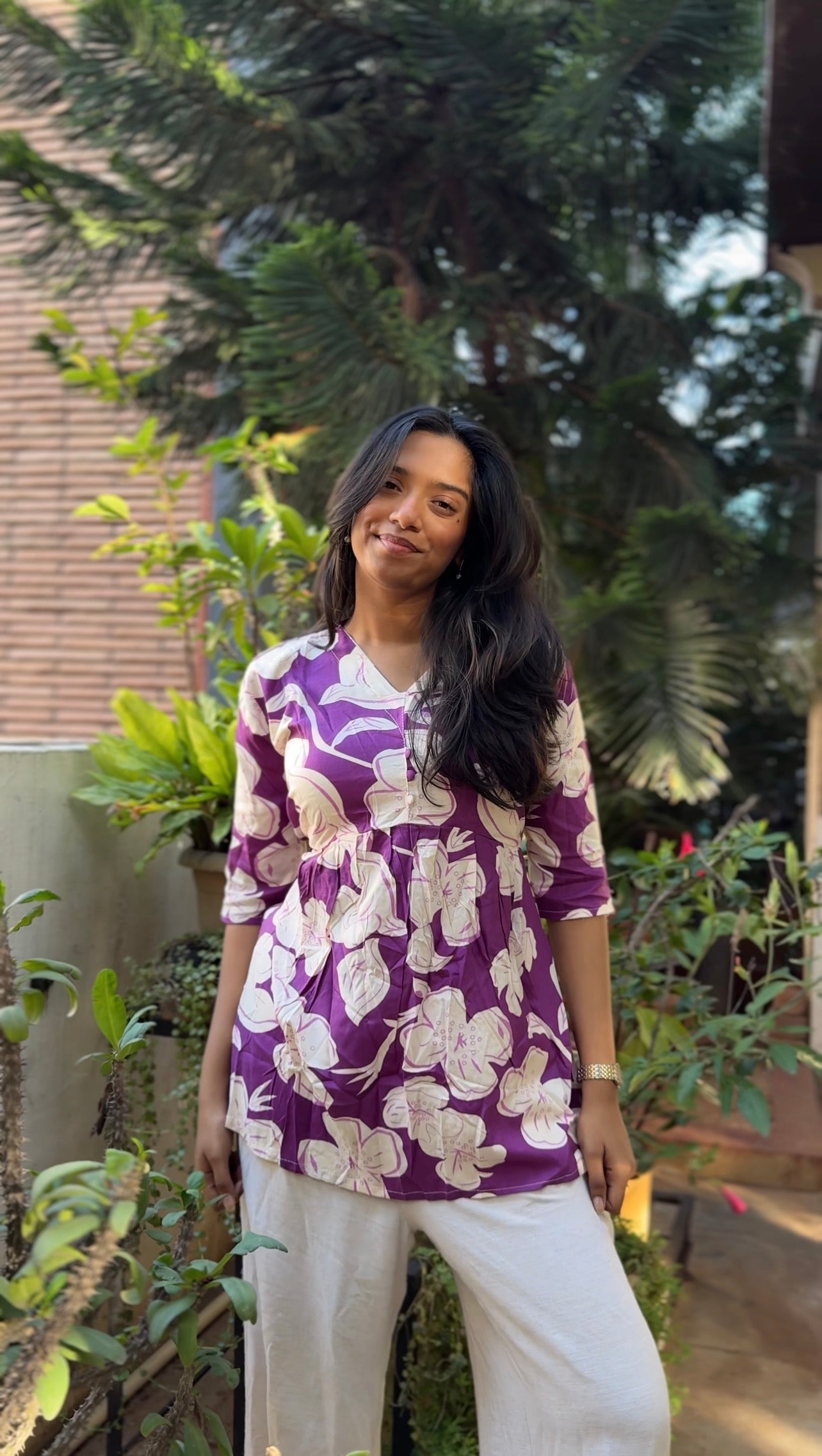 Meerah  (Purple bright floral top)
