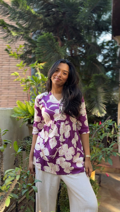 Meerah  (Purple bright floral top)