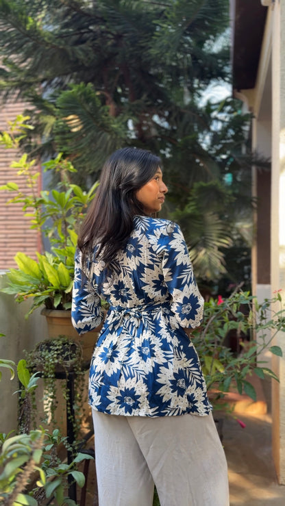 Leher  (Navy blue breezy floral top)