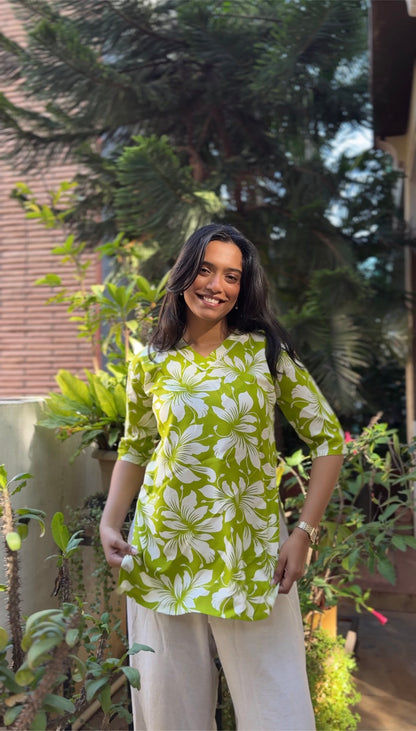 Morni  (Lime green floral top)