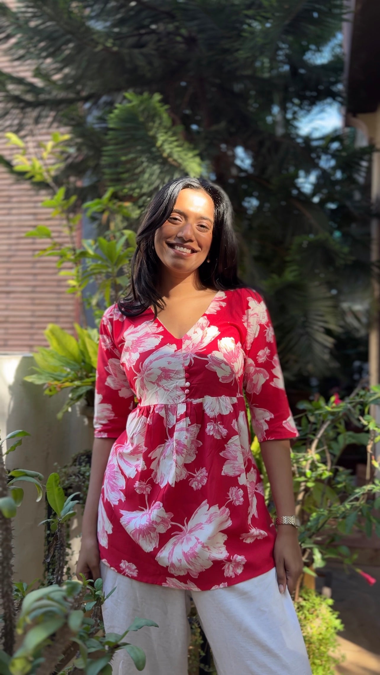 Simran  (Red floral top)