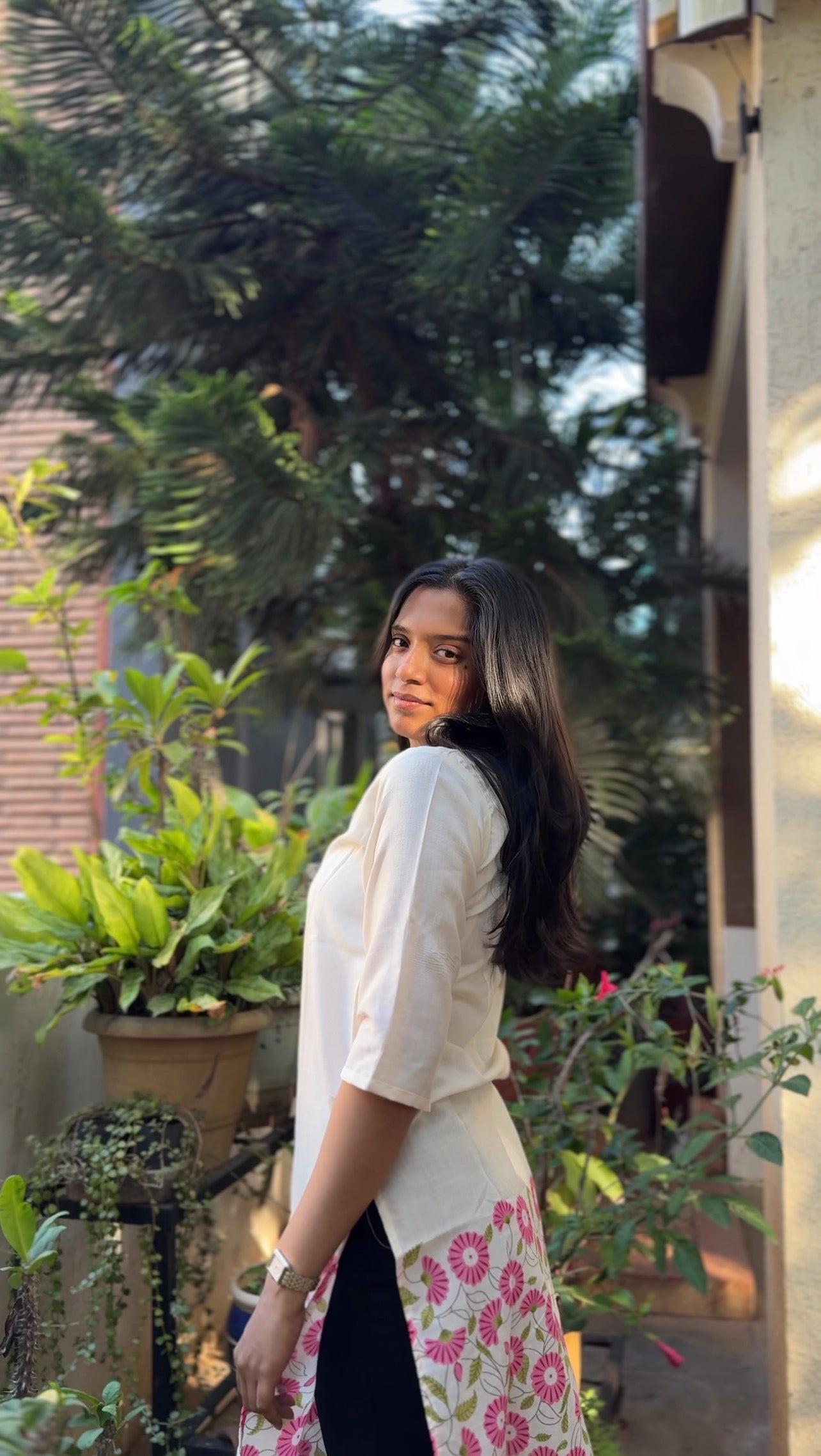 Kesari  (Off-white soft floral kurti)