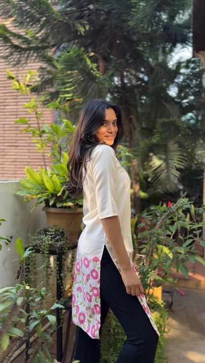 Kesari  (Off-white soft floral kurti)