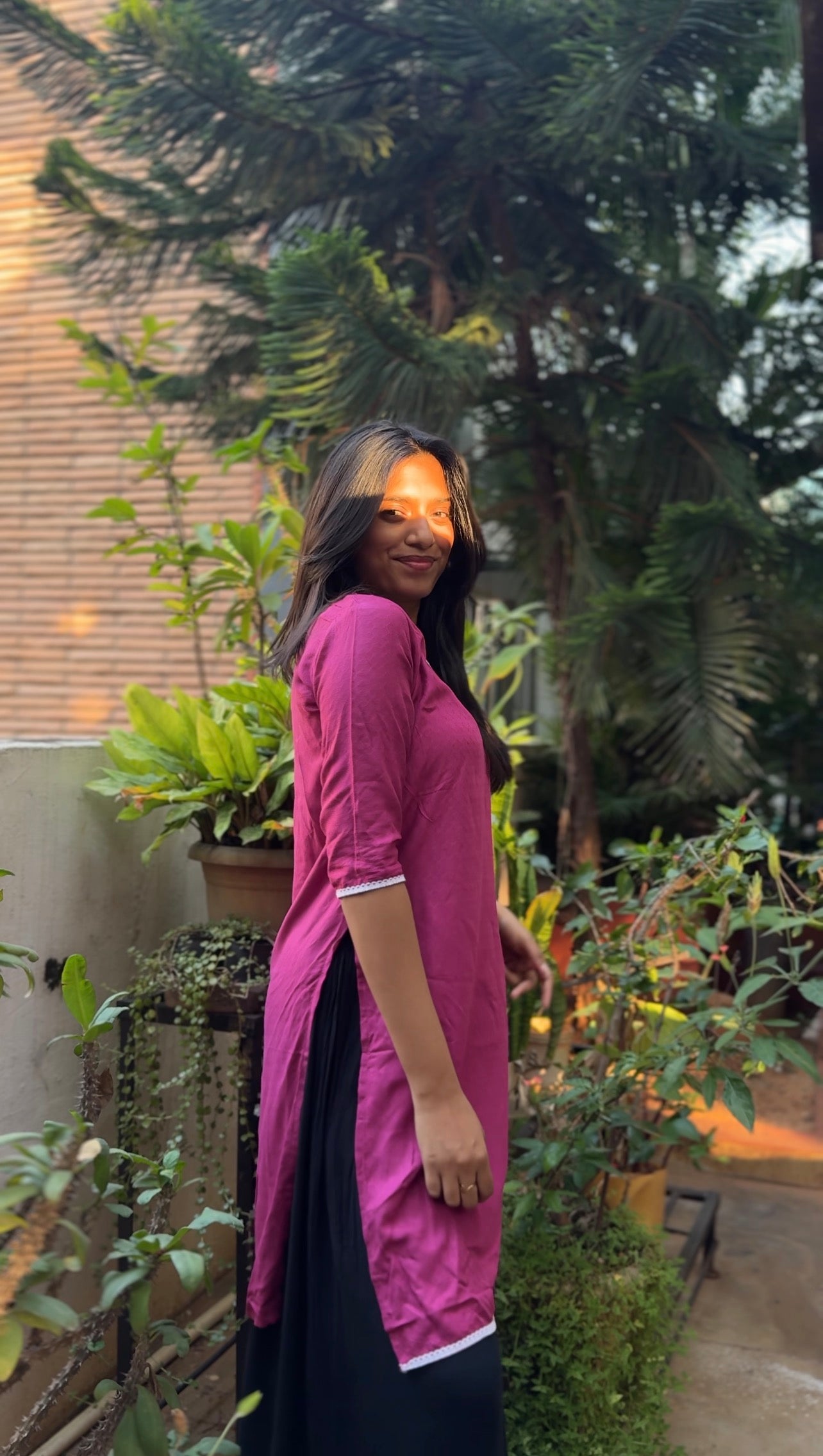 Ruksaar  (Solid pink kurti)