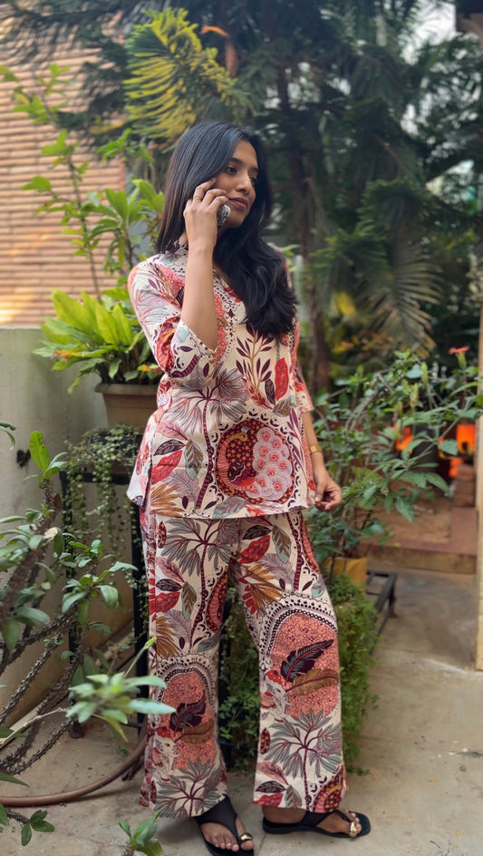 Kashish  (Warm-toned printed coord set – artistic, vibrant & effortlessly statement-making)