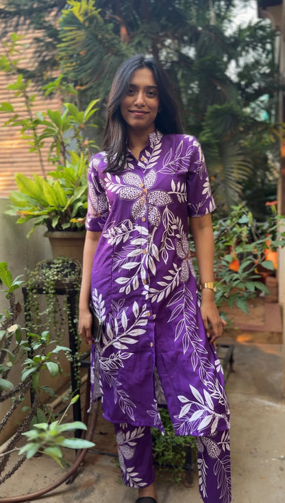 Zohra  (Royal purple printed coord set)