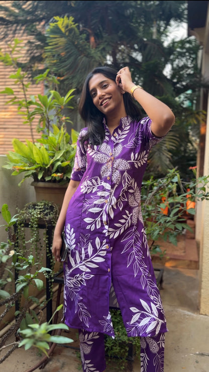 Zohra  (Royal purple printed coord set)