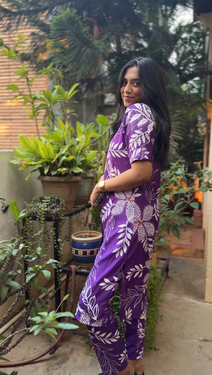 Zohra  (Royal purple printed coord set)