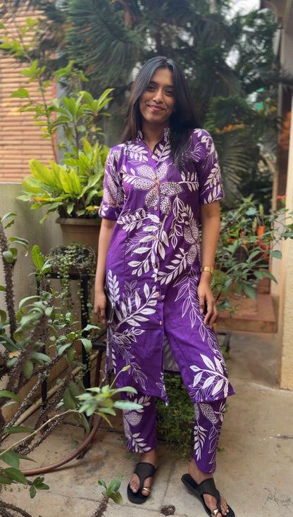 Zohra  (Royal purple printed coord set)